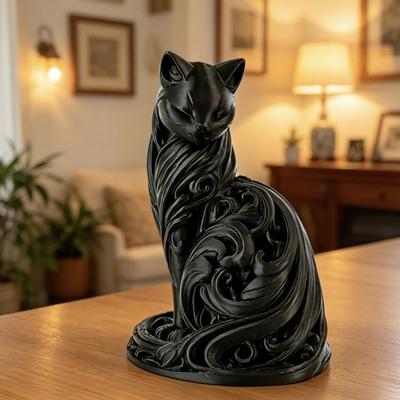 Minimalistische Elegante Katzenstatue 3D Gedruckte Katzenfigur Modernes Schreibtischornament für Schlafzimmer Wohnzimmer Büro Schreibtisch Dekoration