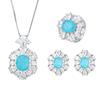 Jewelry Set Simulation Paraiba Pendant 10 * 12 Stud Earrings 6 * 8 Three-Piece Set