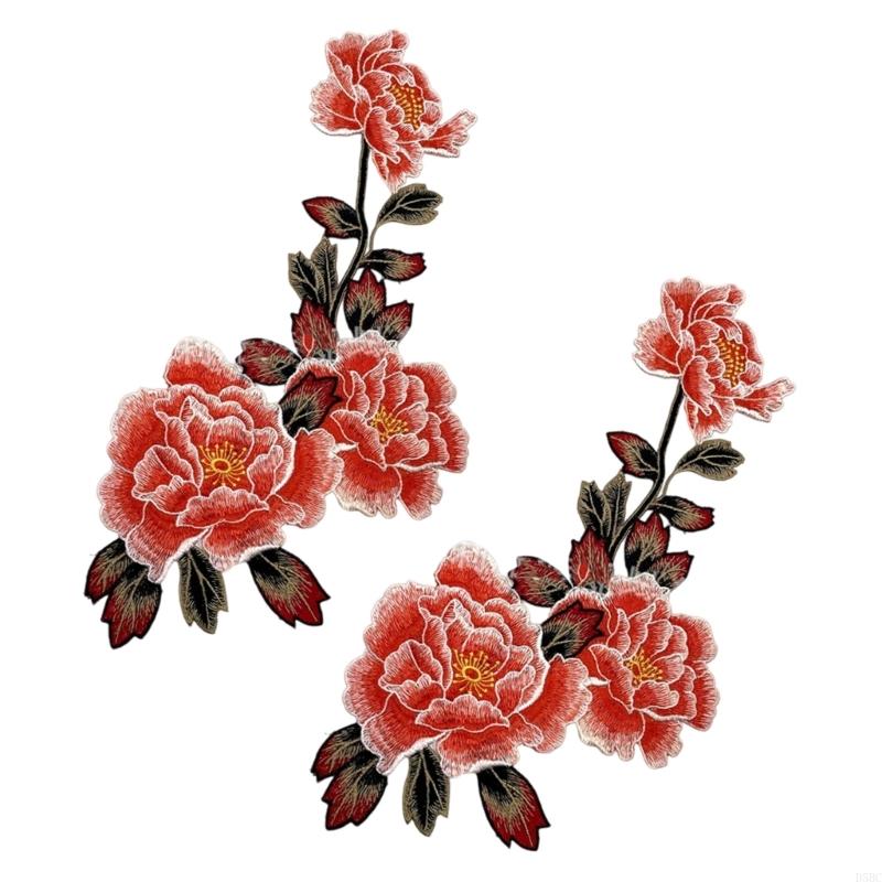 2 Pcs Beautiful Flower Iron On Patches Sewing Patches Floral Embroidered Patches