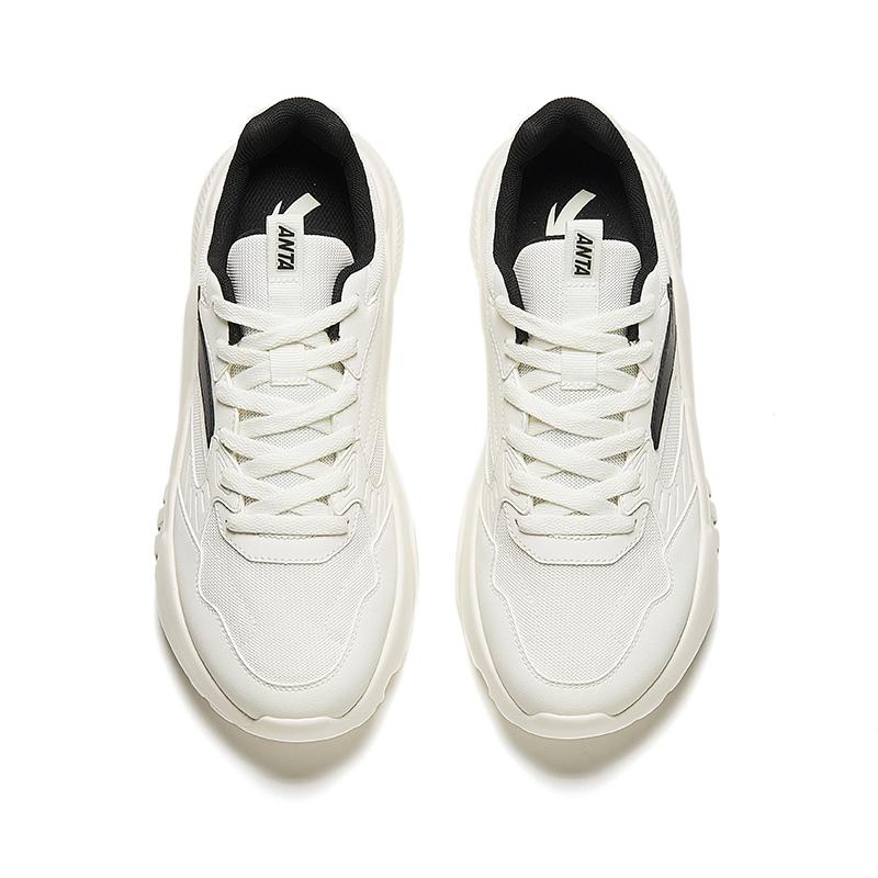 Anta Comfortable Cushioning Slip Resistant Abrasion Resistant Low top Casual Shoes Men's White Sneakers 912418854-3