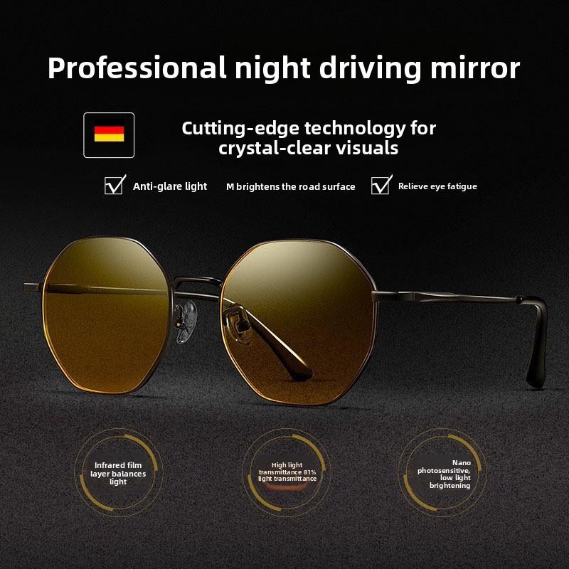 Night Driving Glasses With Yellow Pc Lenses For Men Business Commuting