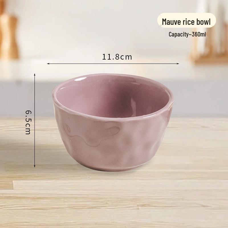 Japanese Ceramic Rice Bowl - Personalized, Simple Design for Single Serving