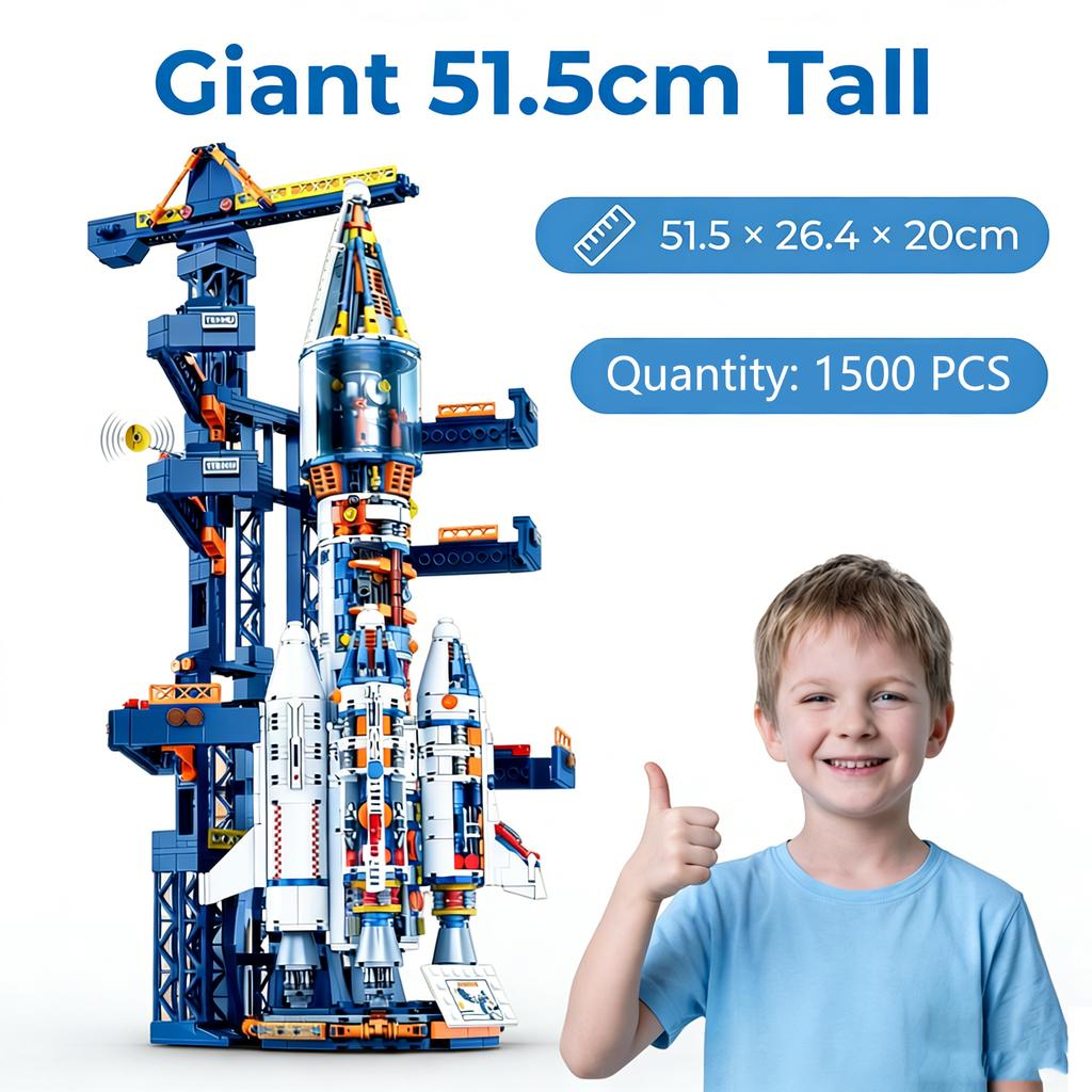 51,5 cm Centre de Lancement Spatial Géant Ensemble de Blocs de Construction Mécanique Fusée Blocs de Construction Jouet Éducatif pour Enfants Cadeau de Vacances