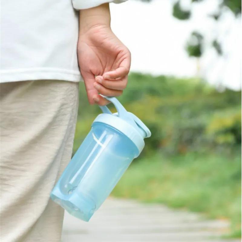 500ml Protable Shaker Bottle Whey Protein Powder Gym Sports Bottle with Stirring Ball Leak Proof Lid Travel Outdoor Water Bottle