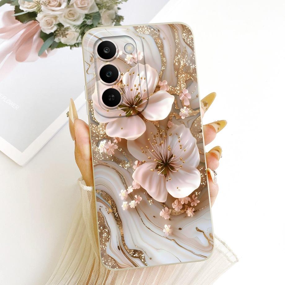 Per Realme C83 C100 Custodia per Telefono Floreale Margherita Estetica Luna Notte Modello Fiocco Funda Copertura Posteriore in Silicone Morbido Opaco Realme P4 Lite