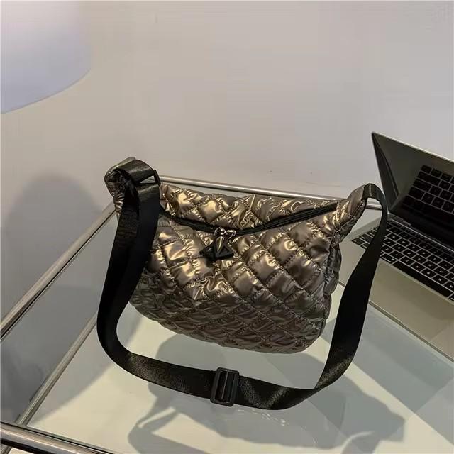 Mode Gewatteerde Schoudertassen Dons Katoen Gevuld Grote Capaciteit Tote Bags Effen Kleur Boodschappentassen Dames Meisjes