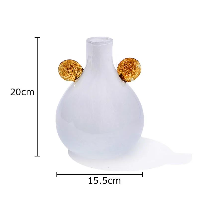 Color Gradient Glass Vase Desk Decoration Artificial Flower Decorative Flowers Arrangement Colorful Vases Room Aesthetic Decor
