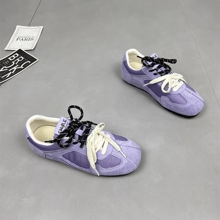 Soft leather version~ flat bottom Dexun shoes women's 2025 spring and summer new double color ribbon inner height increase versatile casual sports sh