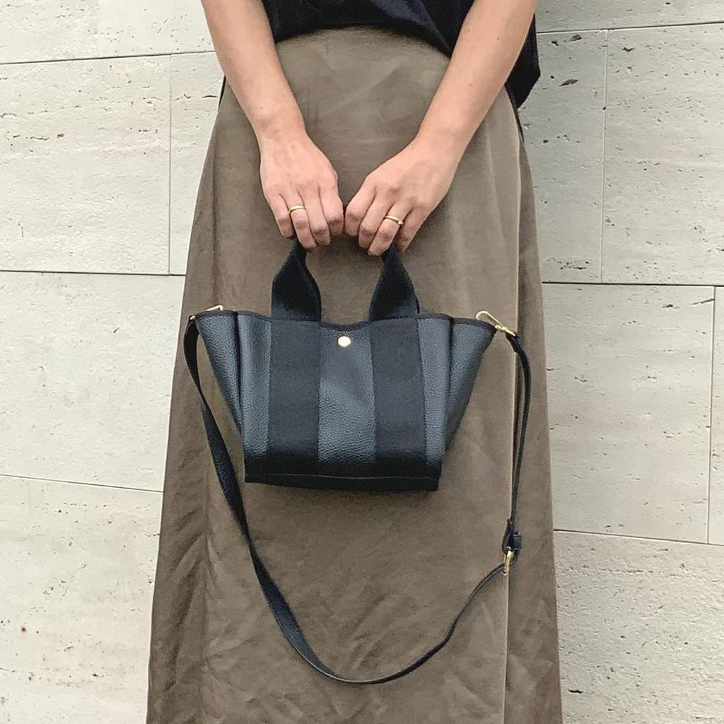 Kashkash 2-Way Tape Tote Bag with Shoulder Strap, Size S (01-00-72971), Women's, Black