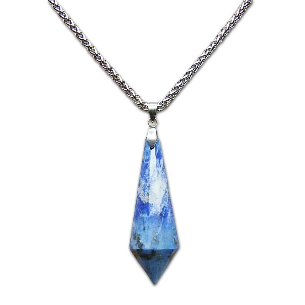 

Patterned Natural Stone AAA Lapis Lazuli Teardrop Cut Pendant Stainless Steel Necklace Shard of the Sky [Stone Town]