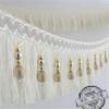 12meters Braided Beads Hanging Ball Tassel Fringe Trimming Applique Fabric Trimming Ribbon Band Curtain Table Wedding Decorated