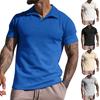 Men's summer lapel T-shirt men's heavy waffle oversize short-sleeved solid color casual V-neck Polo shirt