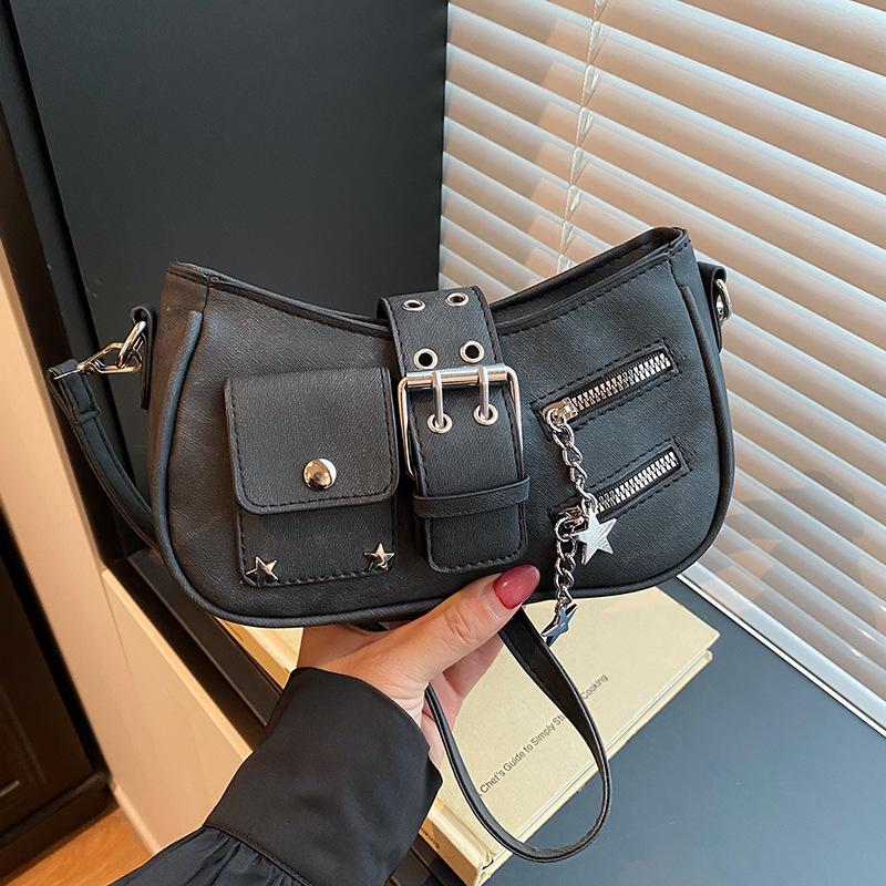 

Niche high-end small square bag summer new sweet and cool Spice Girl denim bag fashion trend shoulder messenger bag чёрный