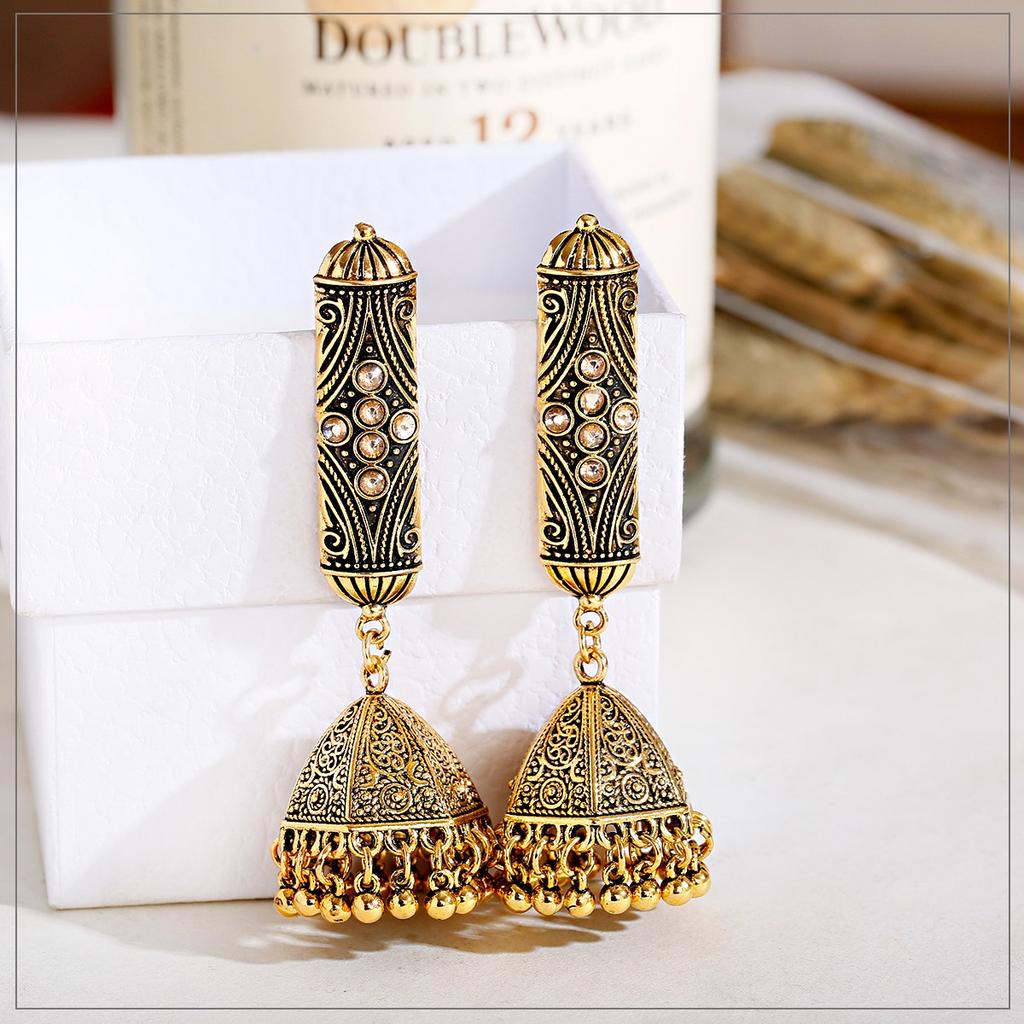 Indisk Jhumka Gypsy Zircon Boho Vintage Etnisk Dame Øredobber Hul Hengende Øredobber For Kvinner boucle d’oreille 2020