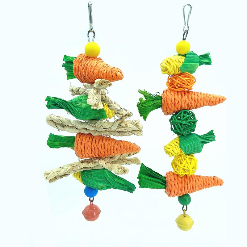 

1pc Random Color & Style Handmade Woven Vine, Carrot & Corn Shaped Chew Toy for Small Pets (hamster, Rabbit, Bird, Parrot, Etc.)