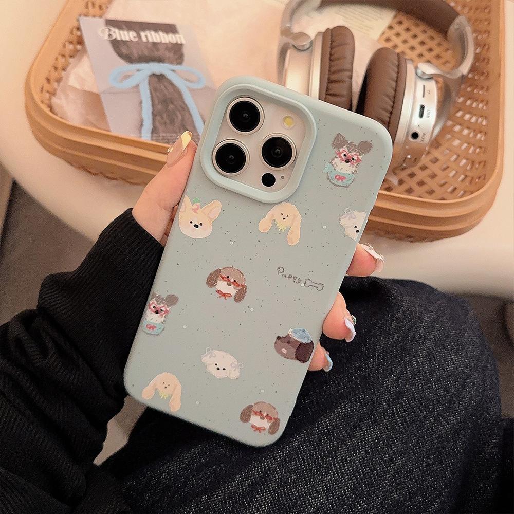 Ink Splash Puppy IPhone 17 Apple Phone Case 14 Suitable for 16promax Silicone 13 Niche Retro Cartoon 15