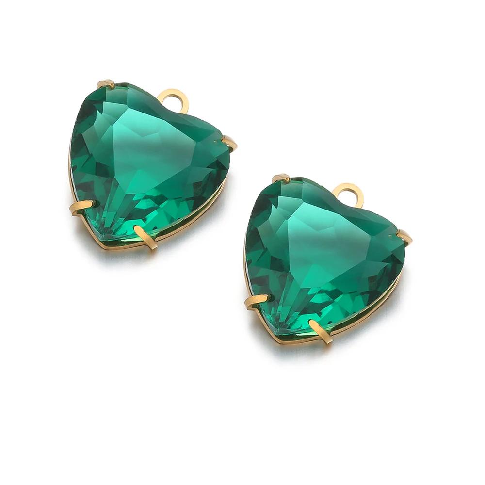 5pcs Stainless Steel 12mm Heart Crystal Glass Charms for DIY Jewelry Exquisite Necklace Bracelets Findings Earrings Making