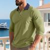 Men's Business Casual Loose Fit Long Sleeve Polo Shirt with Classic Collar Buttoned Placket Suitable for Everyday Wear and Office Use