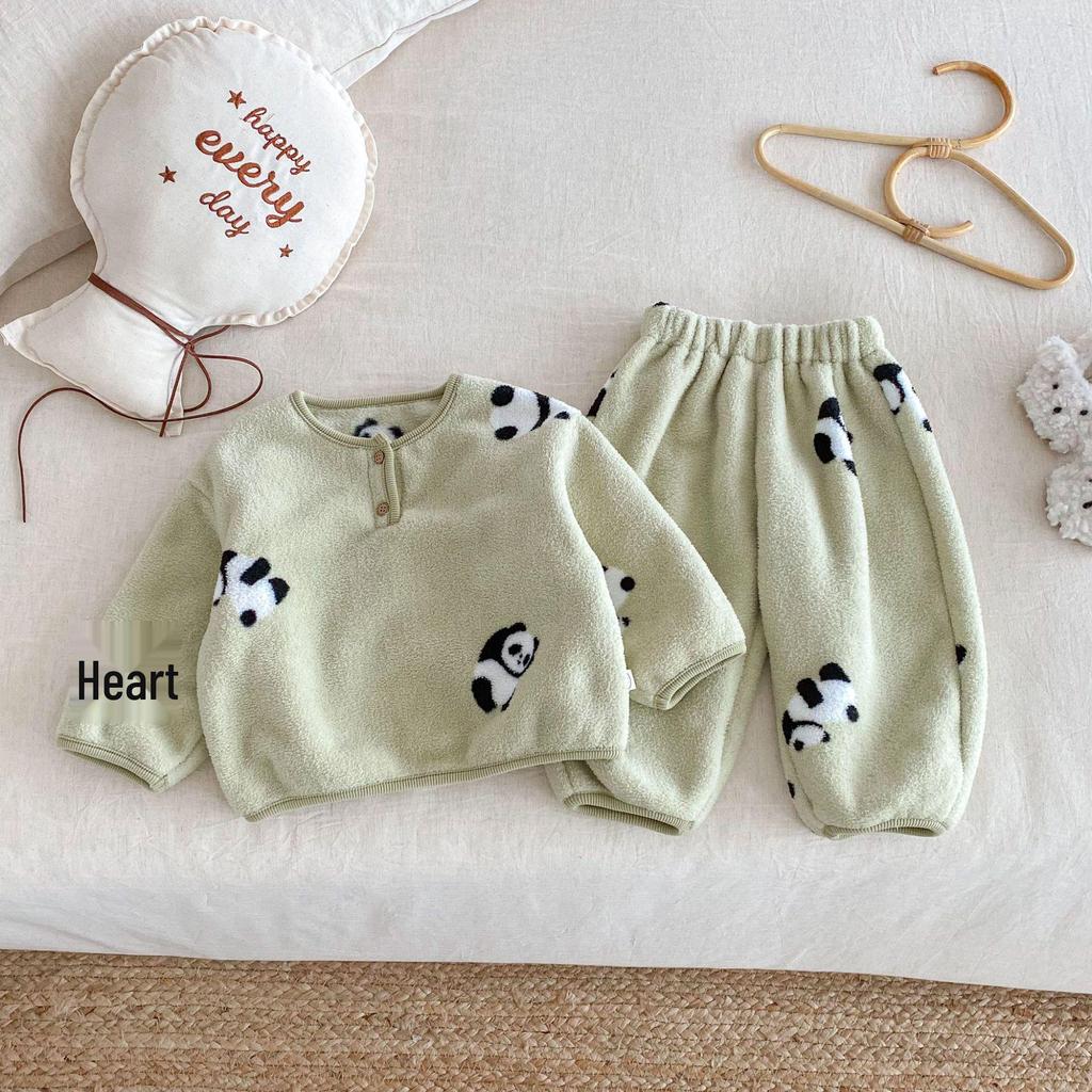 2025 Winter Children's Korean-Style Cartoon Pajama Set for Boys & Girls - Two-Piece