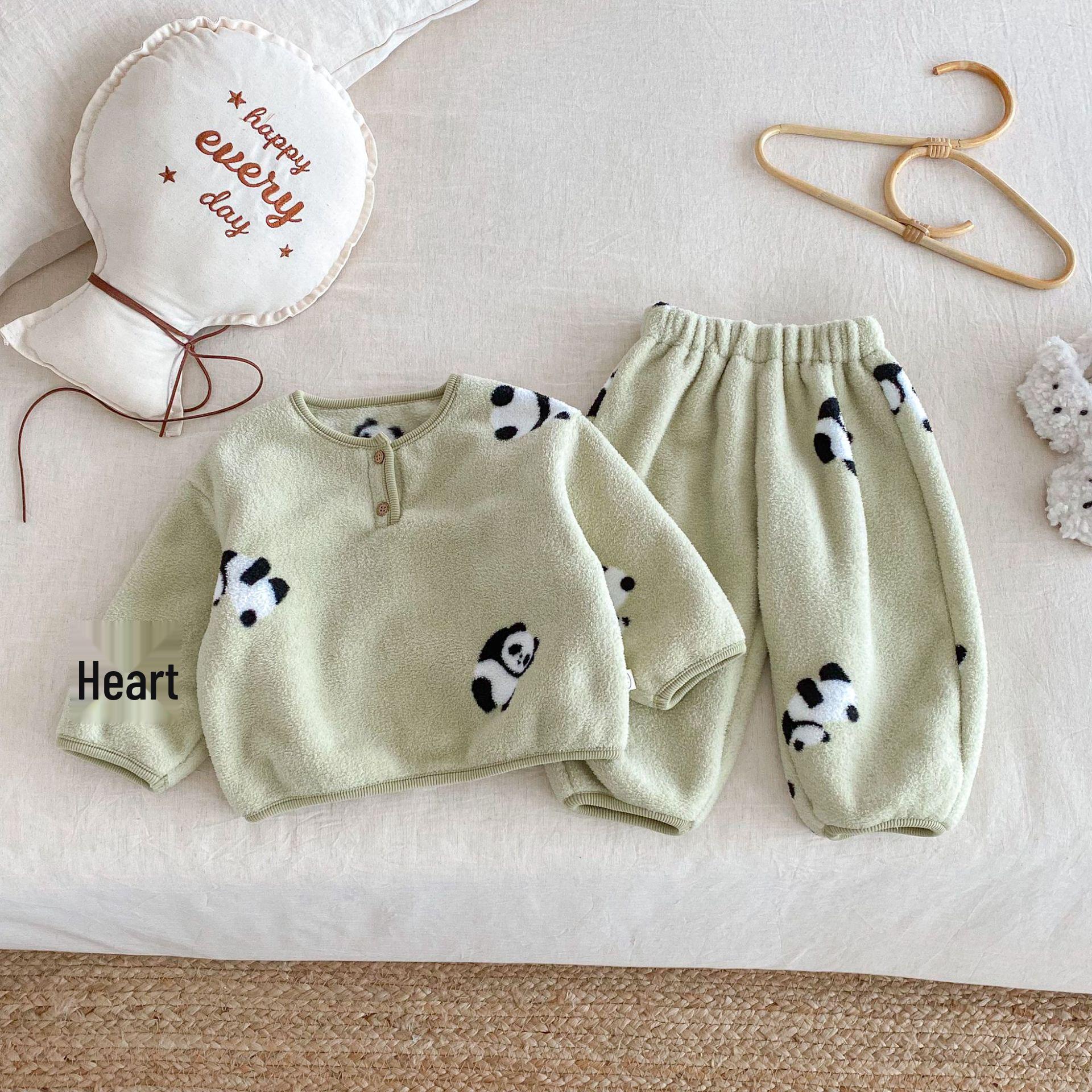 

2025 Winter Children s Korean-Style Cartoon Pajama Set for Boys & Girls - Two-Piece 73 cm