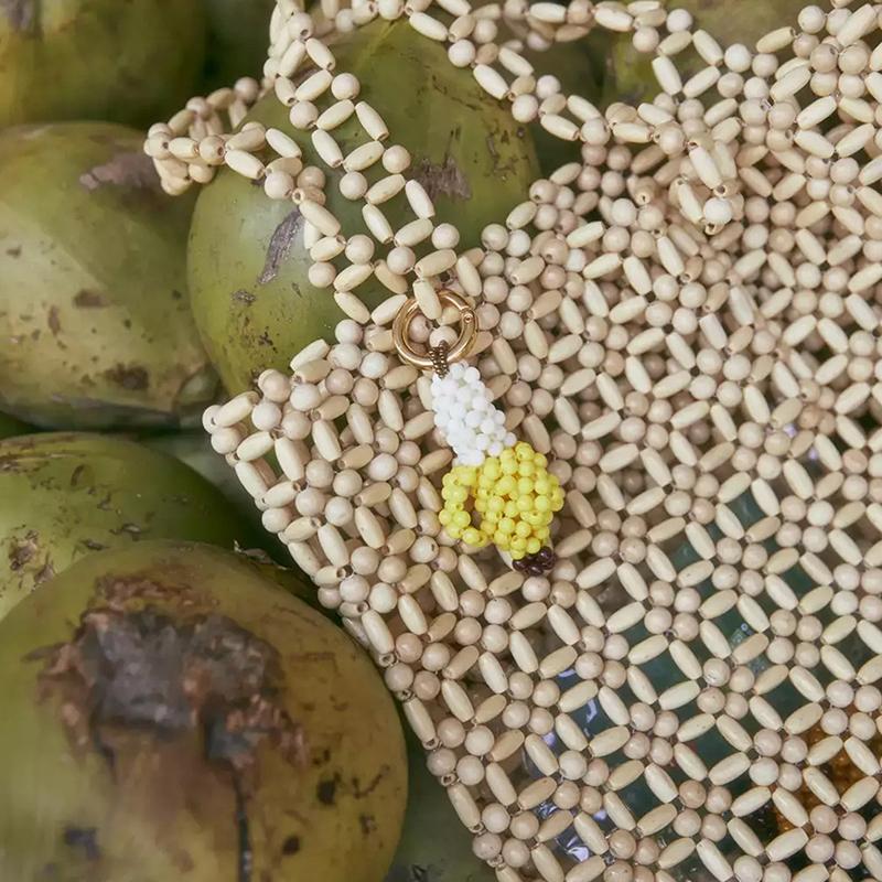 Colorful Beaded Fruit Series Apple Watermelon Bag Charm Pendant Keychain For Women Girls Bag Decoration Accessories