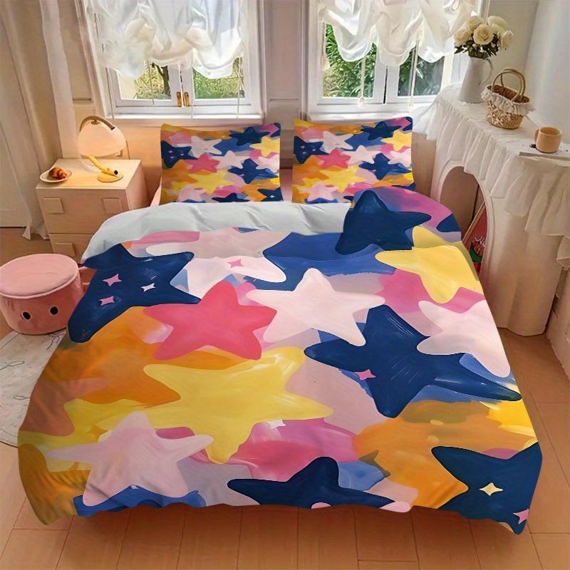 3pcs Star-shaped Decorations Bedding Set, Ideal for Home Use, Suitable for Bedroom Decor (1*Duvet Cover + 1/2*Pillowcases, No Core) Yy250821222