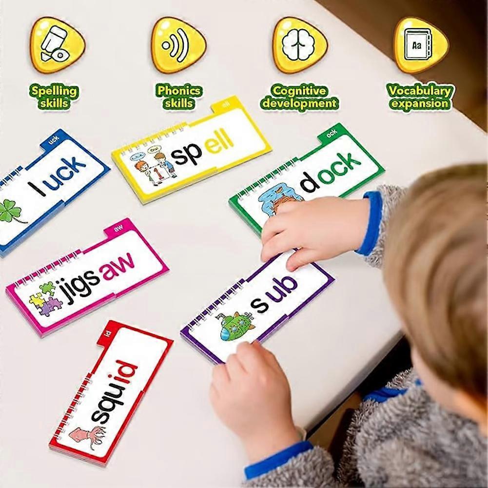 Word Families & Letter Sounds Flash Cards - ABC Vocabulary, Kindergarten Sight Words, Phonics Learning Cards for Early Reading