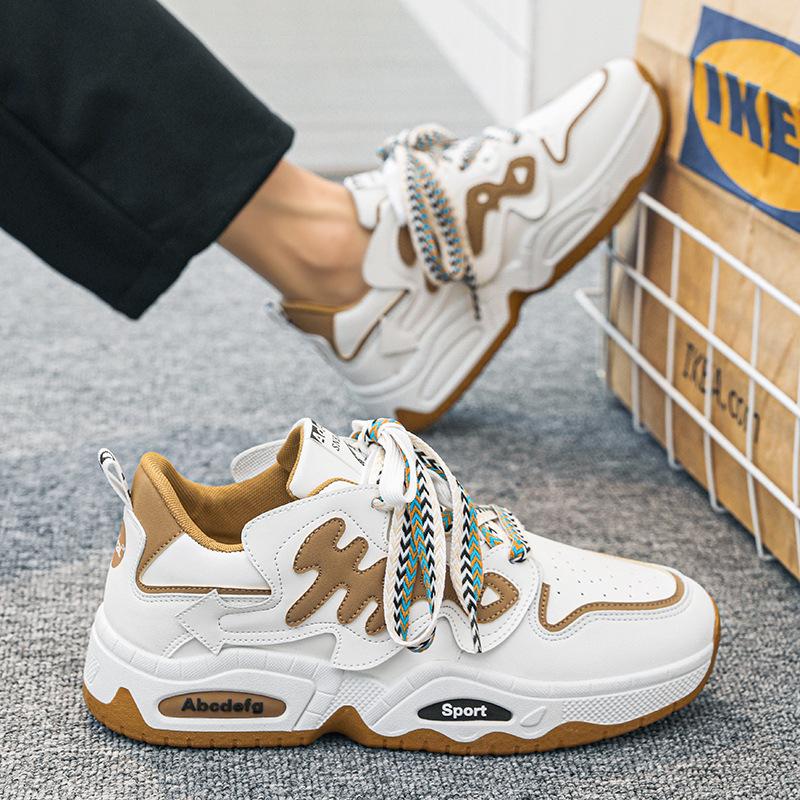 Scarpe da Uomo Senso Senior di Gioventù Sport e Tempo Libero Scarpe da Skate Fondo Spesso Rialzanti Cento Piccole Scarpe Bianche da Papà