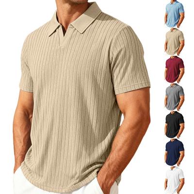 Men Top Summer Thin Simple Solid Striped Male Polo Shirt Turn Down Collar Short Sleeve Breathable Casual Man T-shirt