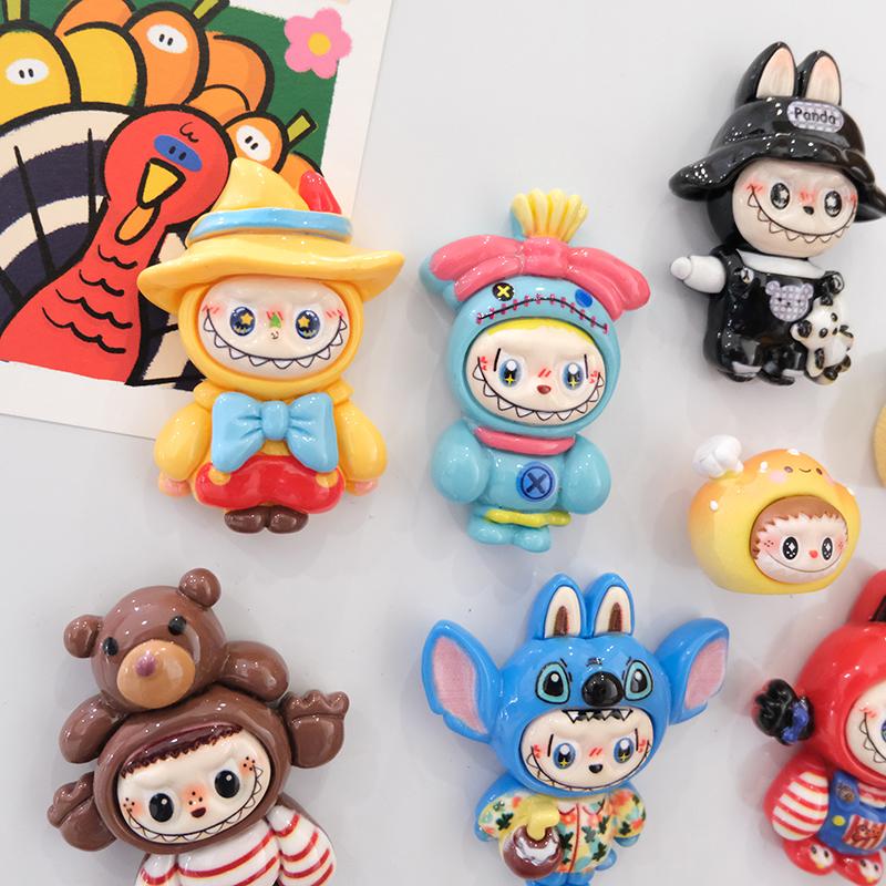 Cute Monsters Refrigerator Magnets Lafufu Trendy Doll Figurine Model Po Clip Home Decorations Magnetic Decor Birthday Gifts