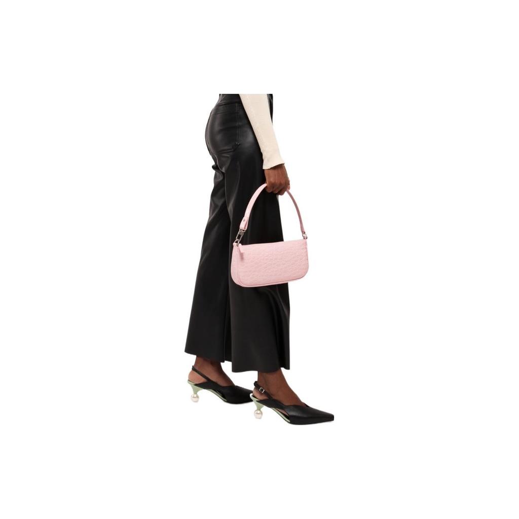 By Far Rachel Series Embossed Leather Underarm Shoulder Tote Bag Women Bags Pink 21SSRCLSPOCCEMED-PEONY