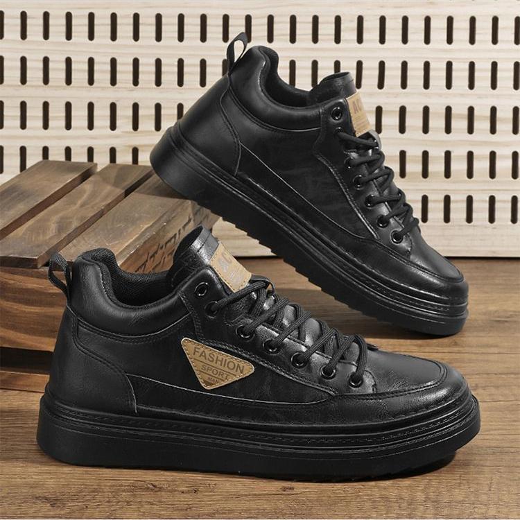 Jarní 2025 Nové vysoké martinské boty Pánské všestranné kožené boty s tlustou podrážkou pro volný čas, palubní boty