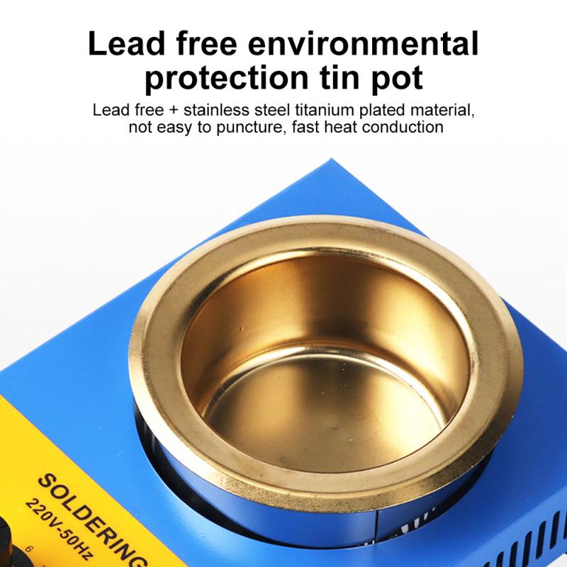 220VAC Adjustable Temperature Solder Pot Tin Stove Melting Furnace Desoldering Tools Round Diameter