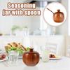 Wooden Spice Container Seasoning Jar With Spoon Jujube Wood Sugar Salt Canister Airtight Lid Kitchen Storage Bowl Home Decor