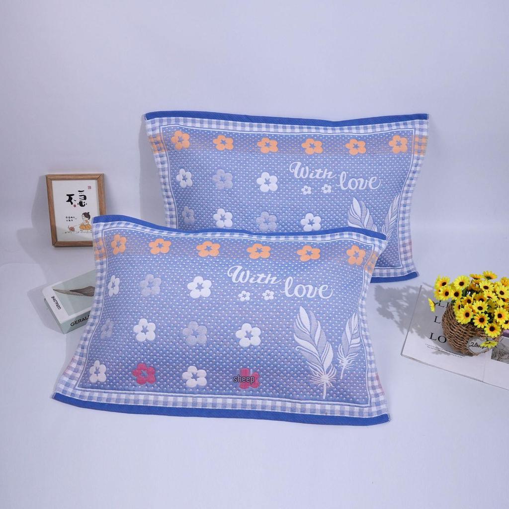 Comfortable Cotton Gauze Jacquard Oversized Pillowcase for Adults - Universal Sweat-Absorbent Cover for Single Room Dorms