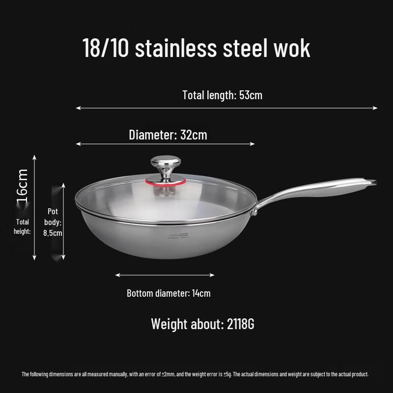 

ZhiShi 304 Stainless Steel Non-Stick Wok with Lid