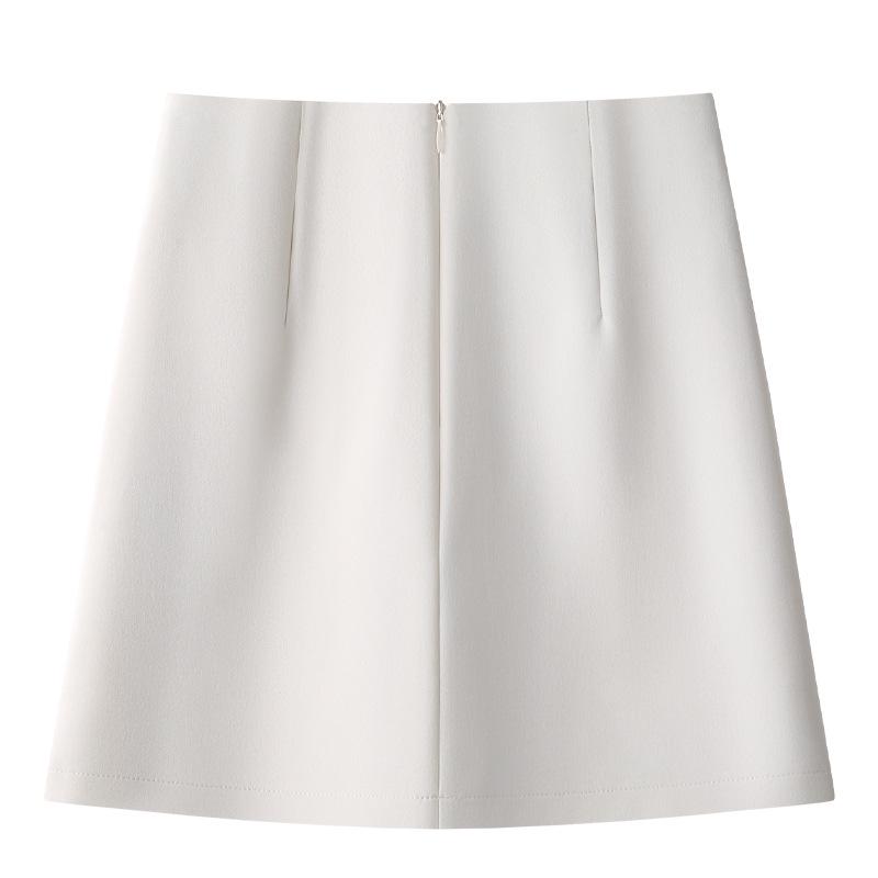 Women's White A-Line High Waist Midi Skirt - Spring 2025 Collection, Slimming and Bodycon Style