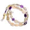 Natural Rutile Quartz Amethyst Gemstone Mix Smooth Beads Necklace 17" UB-4151 UB-4151
