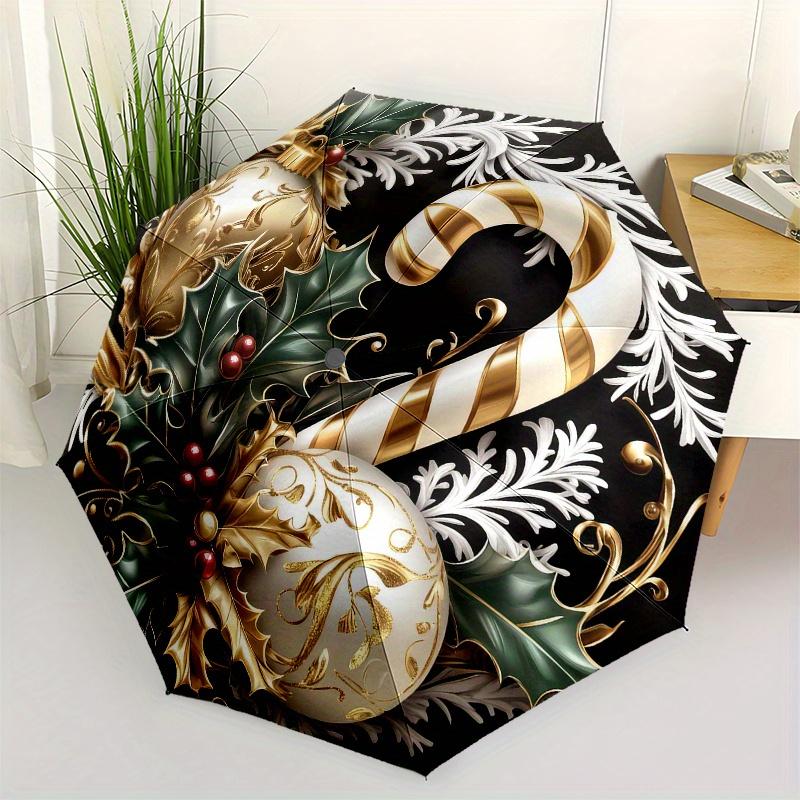 

Golden Christmas Ornament Set: Festive Candy Cane & Holly Decorations Umbrella, Christmas Gift Y200