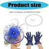 French Fascinator Hat with Necklace Gloves Ear Studs Costume Set For Horse Racing Event and Halloween Party Dressingup