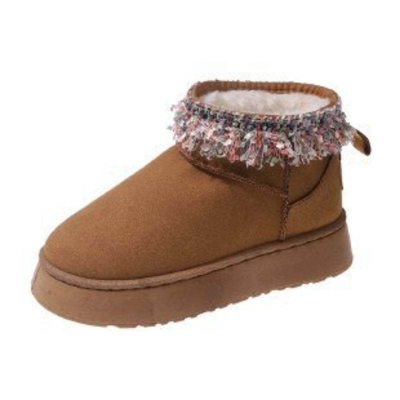 

Женские зимние низкие сапоги, новые, с утолщенной подошвой-маффином, нескользящие, теплые, повседневные хлопковые ботинки 40 малиновый