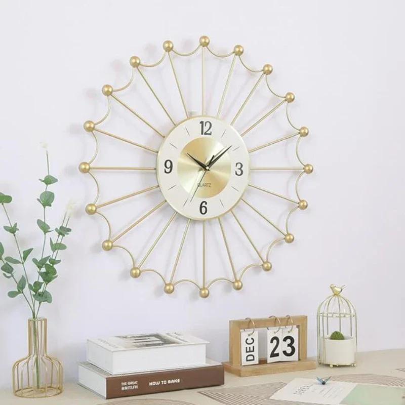 24 Inch Nordic Light Luxury Metal Living Room Bedroom Wall Clock New Chinese Wall Decoration Wallclock Creative Home Wall O2S3J5