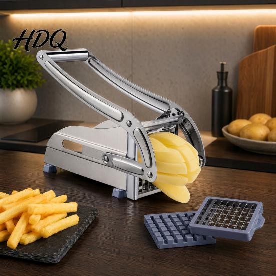 Manual Potato Slicer Slicer with Stable Base And Ergonomic Lever Handle Heavy-Duty Replaceable Quick Cutter Blades French Fry for Thick or