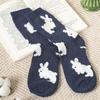 Daiso Pattern Full Pile Socks Navy