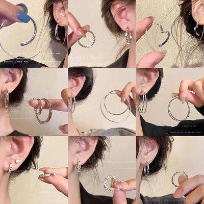 S925 Silbernadel Europäische & Amerikanische Creolen: Hochwertig, Leichter Luxus, Vielseitig, Schlicht, Elegantes Design für Frauen