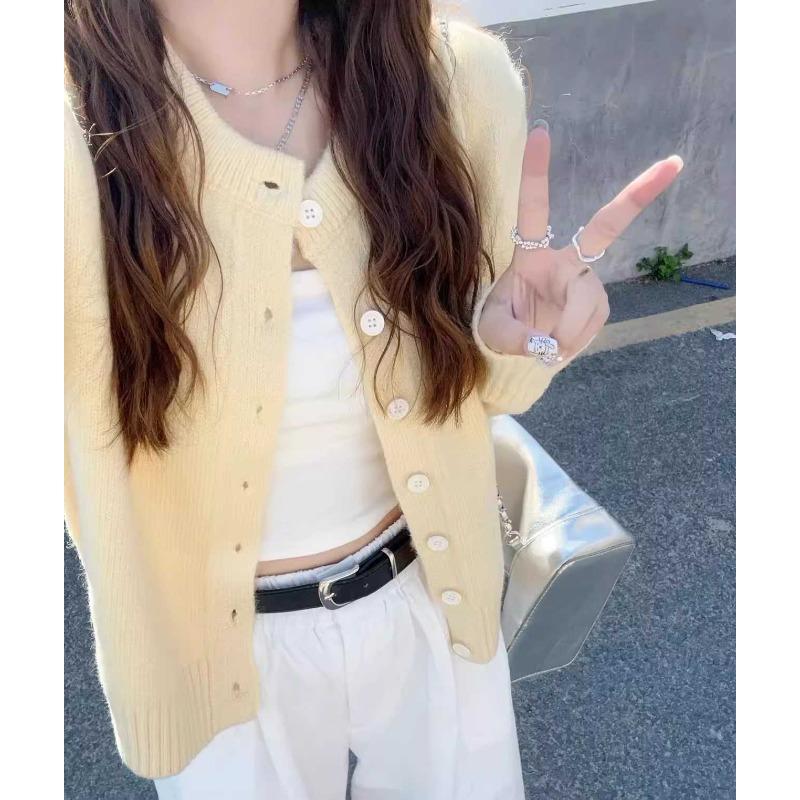 

Детский голубой свежий мягкий восковой вязаный свитер-жакет женский осенний темпераментный ленивый универсальный топ кардиган L жёлтый