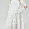 Women's Spring French Sweet White Lace-Trimmed Tiered Cake Skirt - High-Waist Flared A-Line with Design-Forward Details