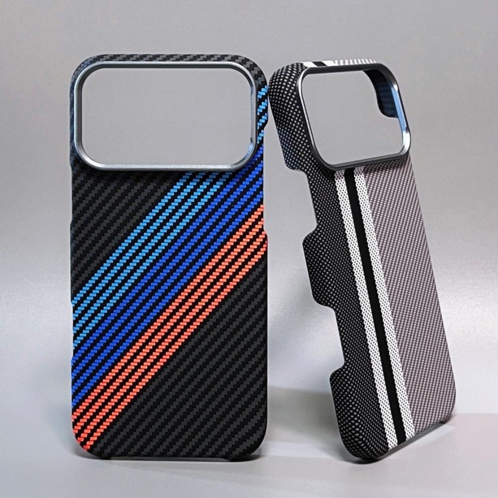 Textura Magnética de Kevlar Fibra de Alta Calidad Para Funda Magsafe Para iPhone 17 16 15 14 13 Pro Max Marco Metálico para Lente Cubierta a Prueba de Golpes