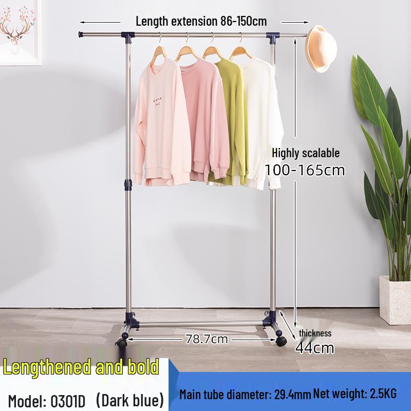 Double-Layer Telescopic Clothes Drying Rack: Outdoor/Indoor, Extendable, Mobile, Single-Pole Rack