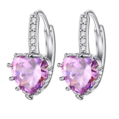 1 Pair Vintage Drop Earrings Women Sparkling Zircon Dangle Ear Rings Heart Shape Wedding Bridal Ear Studs